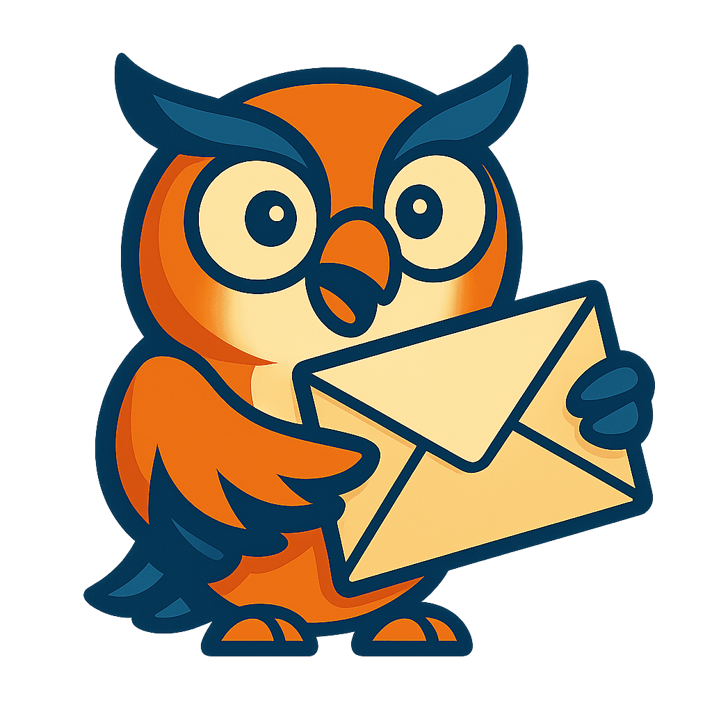 Vizzy holding an envelope — email support